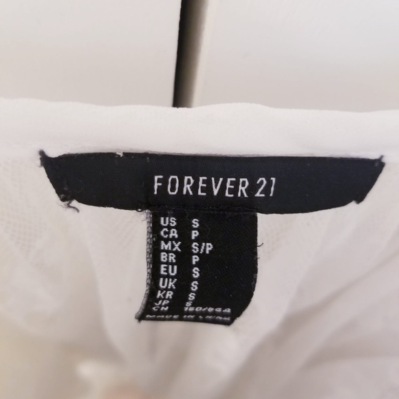 Forever 21 White Lace Swim Beach Cover up Shirt Blouse Off the Shoulder - Picture 2 of 6